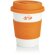Taza de café ecológica con tapa y banda de silicona Naranja/blanco detalle 31