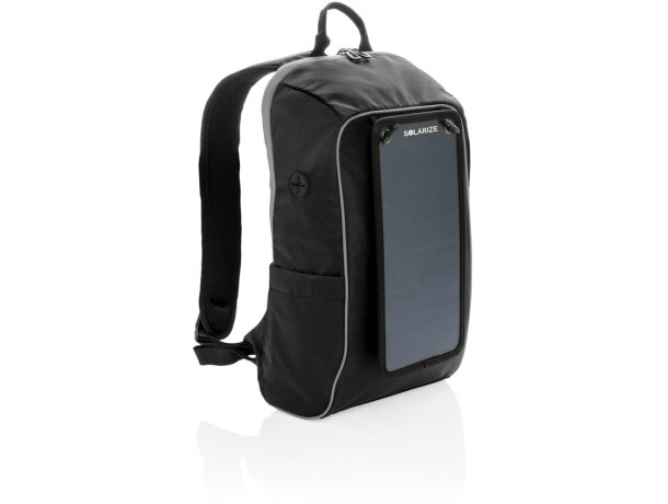Mochila con panel solar sin PVC Negro/gris detalle 7