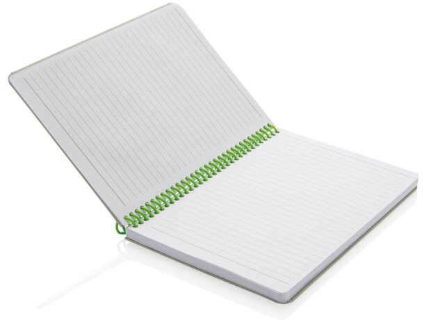 Libreta A5 Deluxe con aros en espiral Verde/gris detalle 2