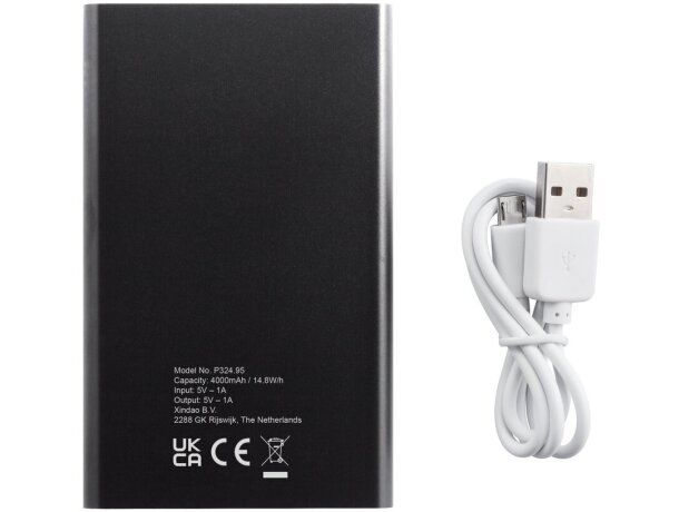 Powerbank elegante en varios colores de 4000 mah Negro/blanco detalle 5