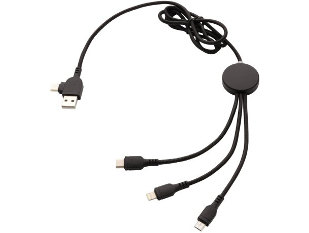 Cable Puebla 6 en 1 con logo luminoso y conectores universales Negro detalle 9