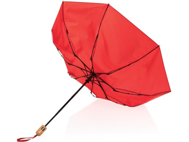 Paraguas ecológico automático RPET. Rojo detalle 12