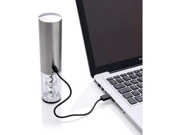 Abridor de Vino Eléctrico - Usb Recargable, Gris Gris detalle 5