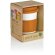 Taza de café ecológica con tapa y banda de silicona Naranja/blanco detalle 35
