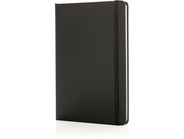 Cuaderno publicitaria A5 tapa dura PU 144 páginas rayadas crema Negro detalle 8