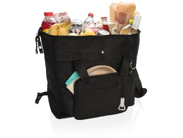Bolsa térmica de poliéster con cremallera y bolsillo frontal Negro detalle 2
