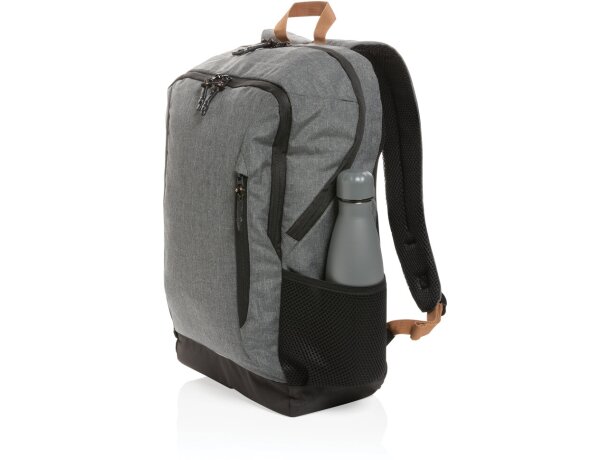 Mochila ecológica para publicidad con poliéster reciclado y trazador AWARE Gris detalle 14