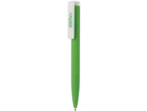 Bolígrafos con nombre plástico con clip tinta azul Verde/blanco detalle 45