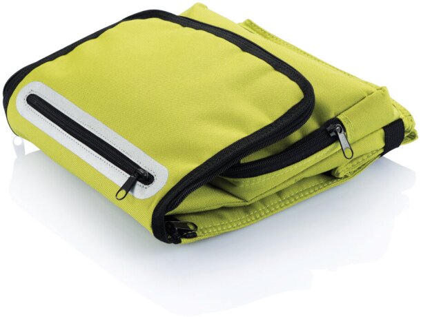Bolsa térmica de poliéster con bolsillo frontal y correa ajustable Verde/plata detalle 12