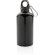 Botella deportiva de aluminio reutilizable con mosquetón Negro detalle 2