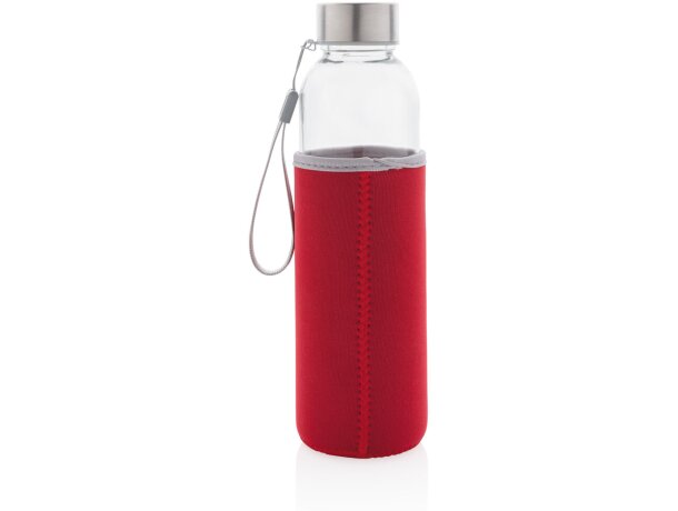 Botella de vidrio con funda de neopreno Rojo detalle 22