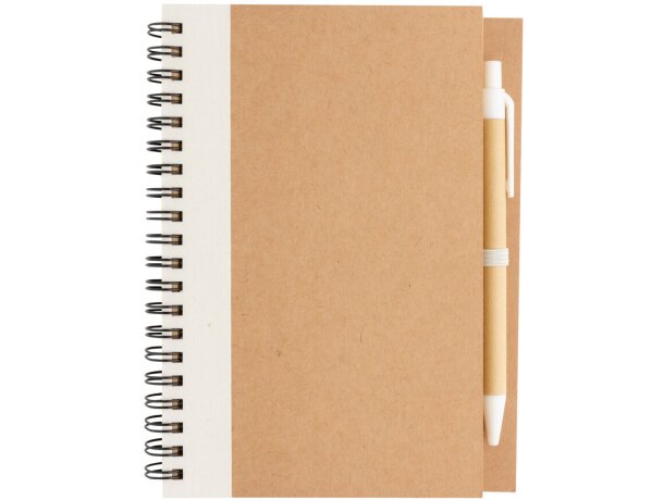 Libreta de anillas con hojas a rayas y bolígrafo kraft de cartón reciclado Blanco detalle 9