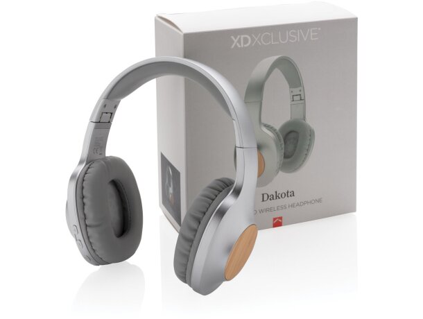 Auriculares inalámbricos Dakota bambú Gris/gris detalle 7