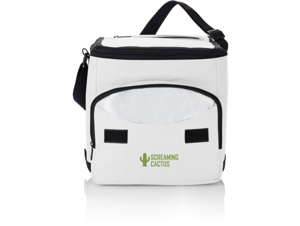 Bolsa térmica de poliéster con bolsillo frontal y correa ajustable Blanco/plata detalle 4