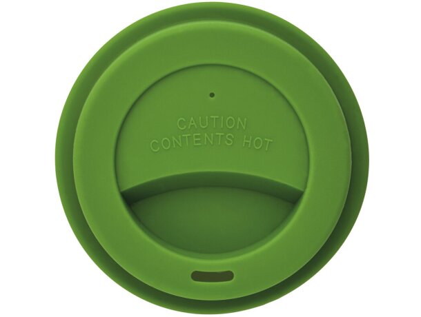 Taza de café ecológica con tapa y banda de silicona Verde/blanco detalle 22