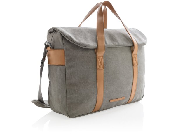 Maletín Ponneri acolchado lona gris símil piel portátil 15.6 Gris detalle 9