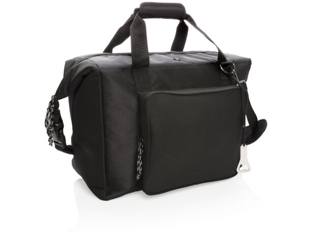 Bolsa térmica de poliéster con cremallera y bolsillo frontal Negro detalle 8