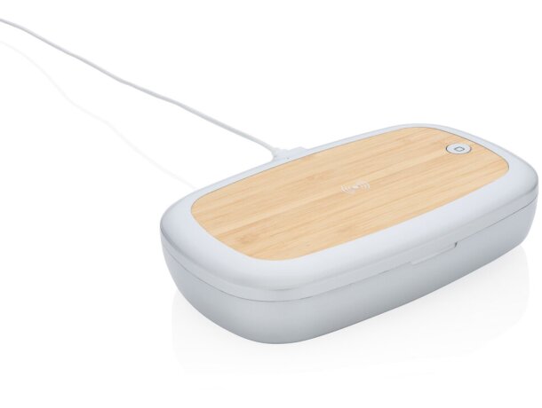 Cargadores inalambricos promocionales Rena UV-C bambú 5W Gris detalle 13