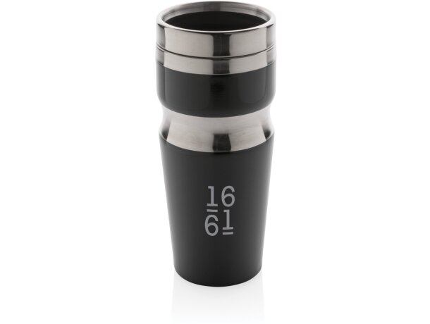 Vaso de diseño térmico de acero Negro/plata detalle 4