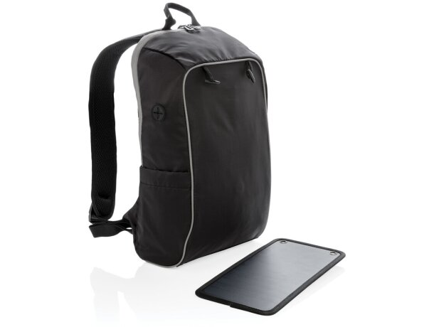 Mochila con panel solar sin PVC Negro/gris detalle 4