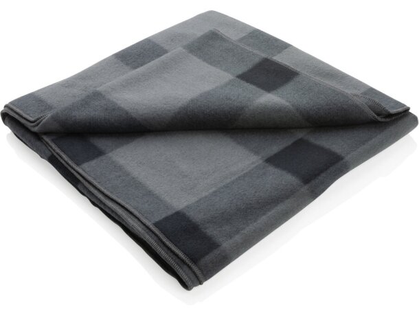 Manta Cambados felpa cuadros antracita con zona para logo bordado Blanco detalle 10