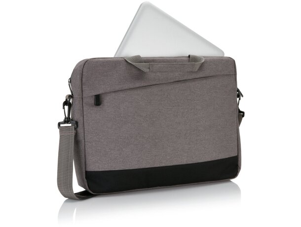 Bolsa maletín de poliéster para portátil de 15,6” Gris/negro detalle 1