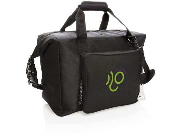 Bolsa térmica de poliéster con cremallera y bolsillo frontal Negro detalle 8