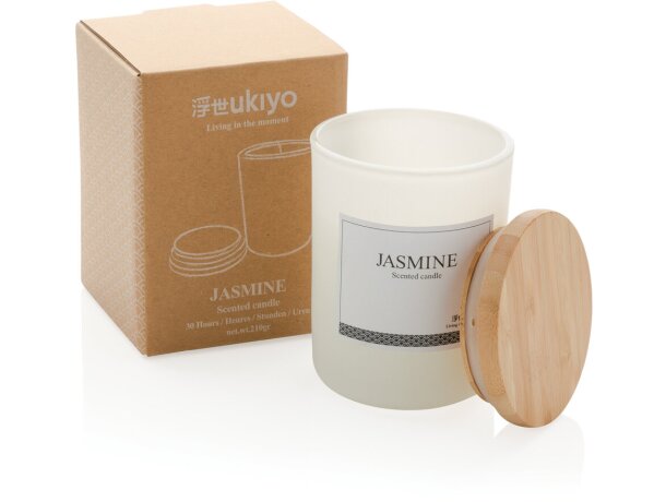 Vela perfumada Ukiyo deluxe con tapa de bambú Blanco detalle 22
