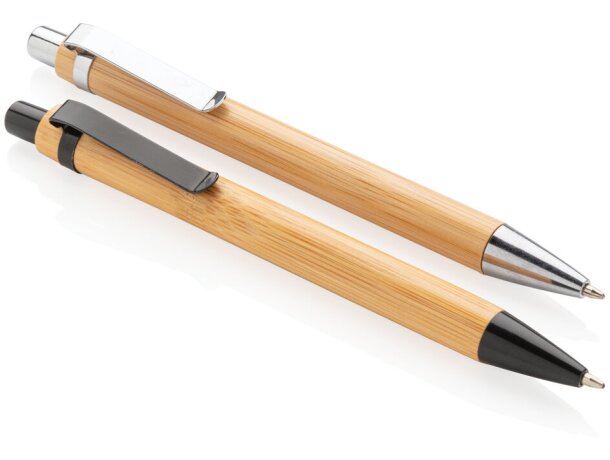 Bolígrafo elegante de madera de bambú Negro detalle 4