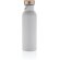 Botella moderna de acero inoxidable con tapa de bambú. Blanco detalle 18