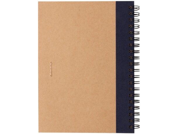 Libreta de anillas con hojas a rayas y bolígrafo kraft de cartón reciclado Azul detalle 17