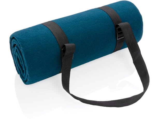 Manta tejido polar de poliester con correas de transporte Azul marino detalle 10