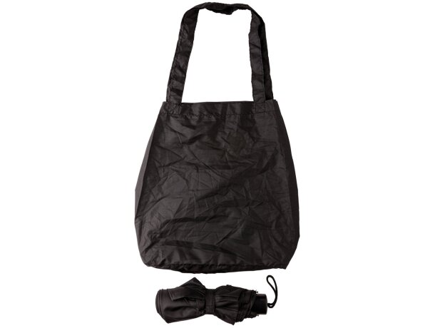 Paraguas manual de 21con bolsa de mano Negro detalle 6