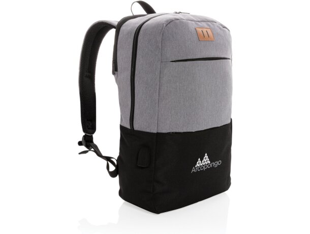 Moderna mochila portátil de 15.6 USB y RFID sin PVC Negro detalle 9