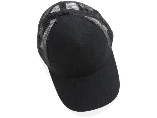 Gorra 5 paneles de algodón cepillado 190 gr Impact AWARE ™ Negro detalle 5