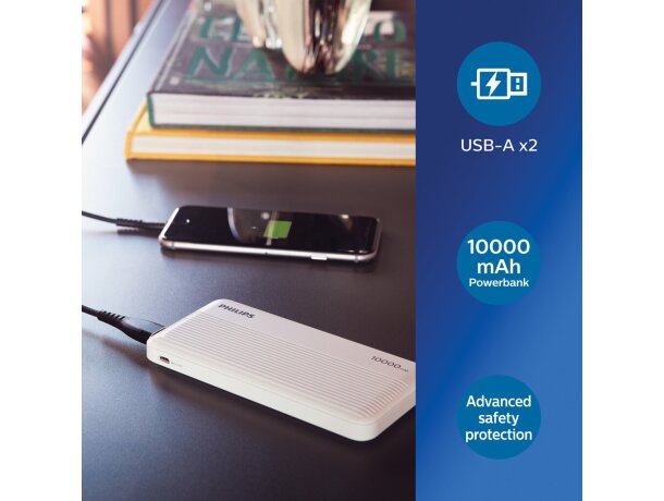 Powerbank fino Philips de 10.000 mAh Blanco detalle 7