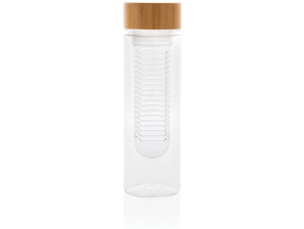 Botella infusora con tapa de bambú Transparente detalle 1