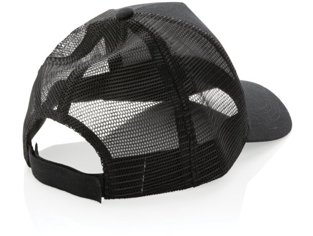 Gorra personalizable de 5 paneles en algodón cepillado 190 gr impact aware™ Negro detalle 4