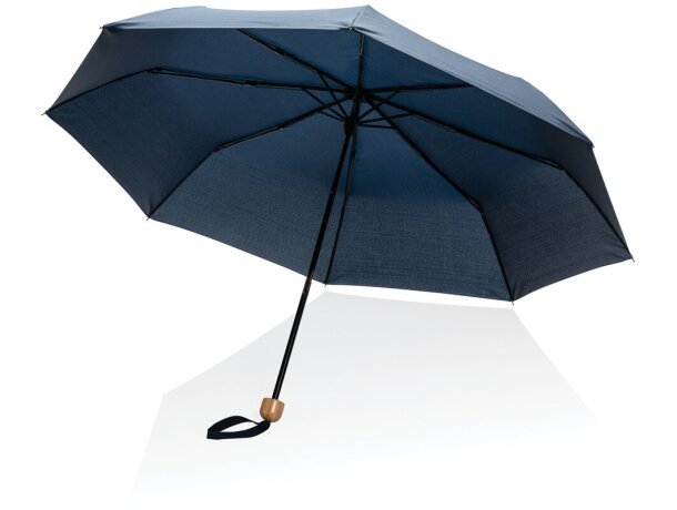 Paraguas Mini  RPET 190T de bambú 20.5 Azul marino detalle 10