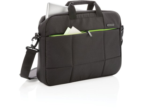 Maletín Soho para portátil 15.6 RPET sin PVC Negro/verde detalle 1