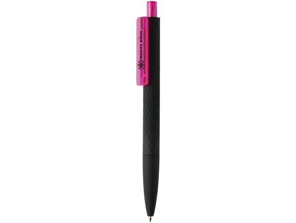 Bolígrafos con nombre forma exclusiva de diamante y tacto suave Rosa/negro detalle 49