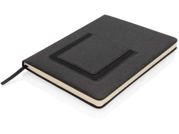 Libreta A5 Deluxe con bolsillo para teléfono Negro detalle 4