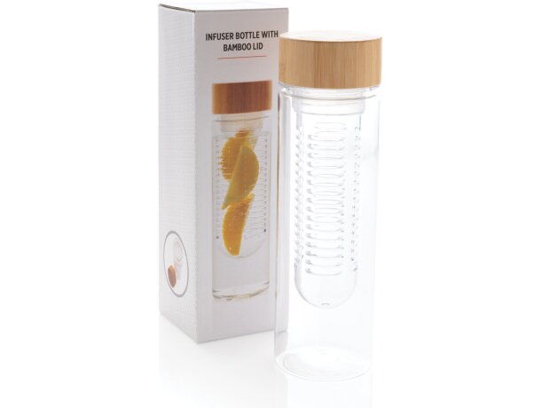 Botellas para niños publicitarias con tapa de bambu tritan 640ml Transparente detalle 13