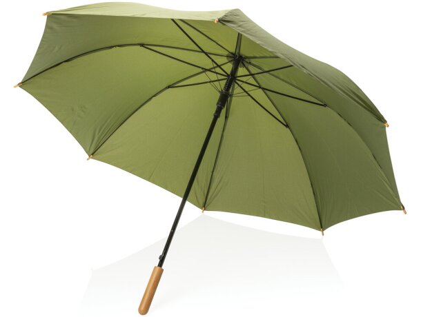 Paraguas ecológico automático de bambú. Verde detalle 9