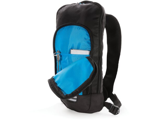 Mochila pequeña Explorer de senderismo 7L sin PVC Negro/azul detalle 6