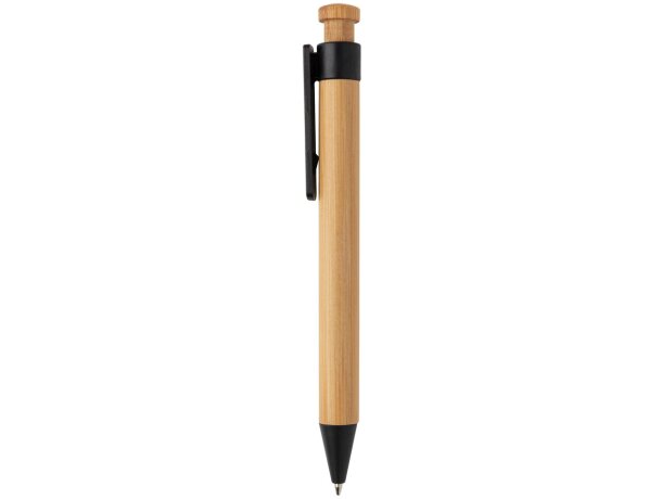 Bolígrafo de bambú con clip de trigo Negro detalle 1