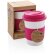 Taza de café ecológica con tapa y banda de silicona Rosa/blanco detalle 41