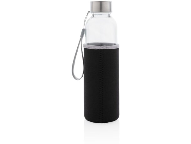 Botella de vidrio con funda de neopreno Negro detalle 2