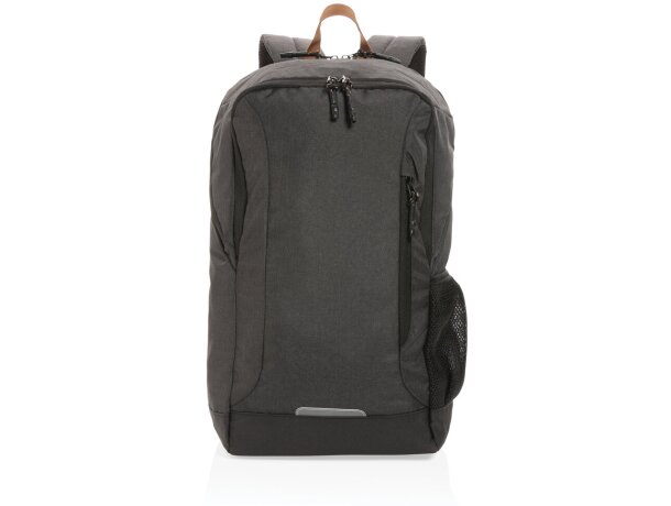 Mochila ecológica para publicidad con poliéster reciclado y trazador AWARE Negro detalle 1