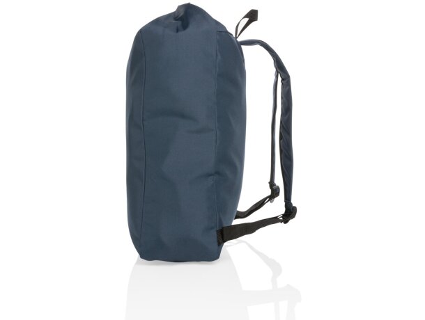Mochila ecológica con logo hecha de botellas recicladas y ahorro de agua Azul marino detalle 24
